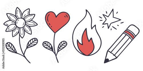 vector art heart fire notebook decorate poster social media.