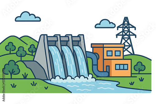A hydroelectric power plant that is currently generating electricity for the community