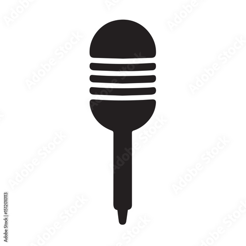 Simple black silhouette of a vintage microphone icon