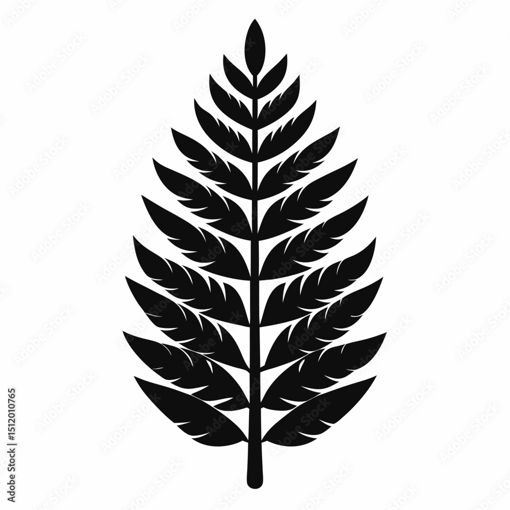 Fototapeta premium Black fern leaf icon simple botanical vector graphic