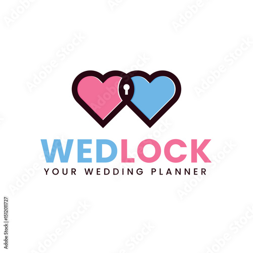 WedLock logo template, wedding planner logo, wedding event logo, wedding logo, love logo, two hearts
