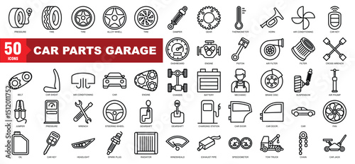 Car Parts Garage Icon Set