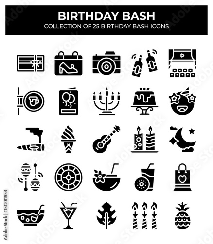 Birthday Bash. 25 Unique Party Icons Collection
