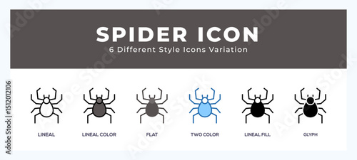Spider icon set pack vector illustration.