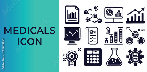 Medical Data Analysis Icons for Healthcare Statistics and Research