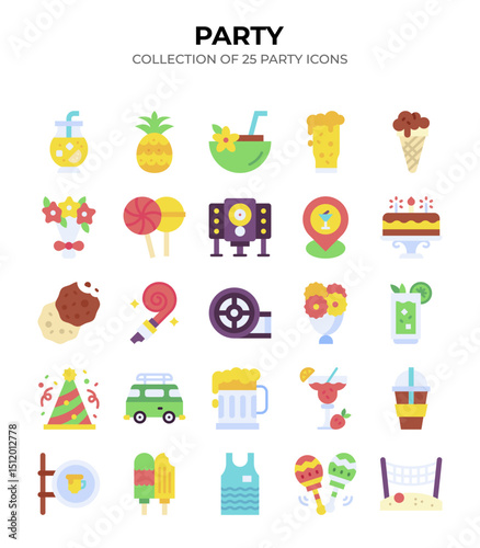 Collection of 25 Colorful Party Icons