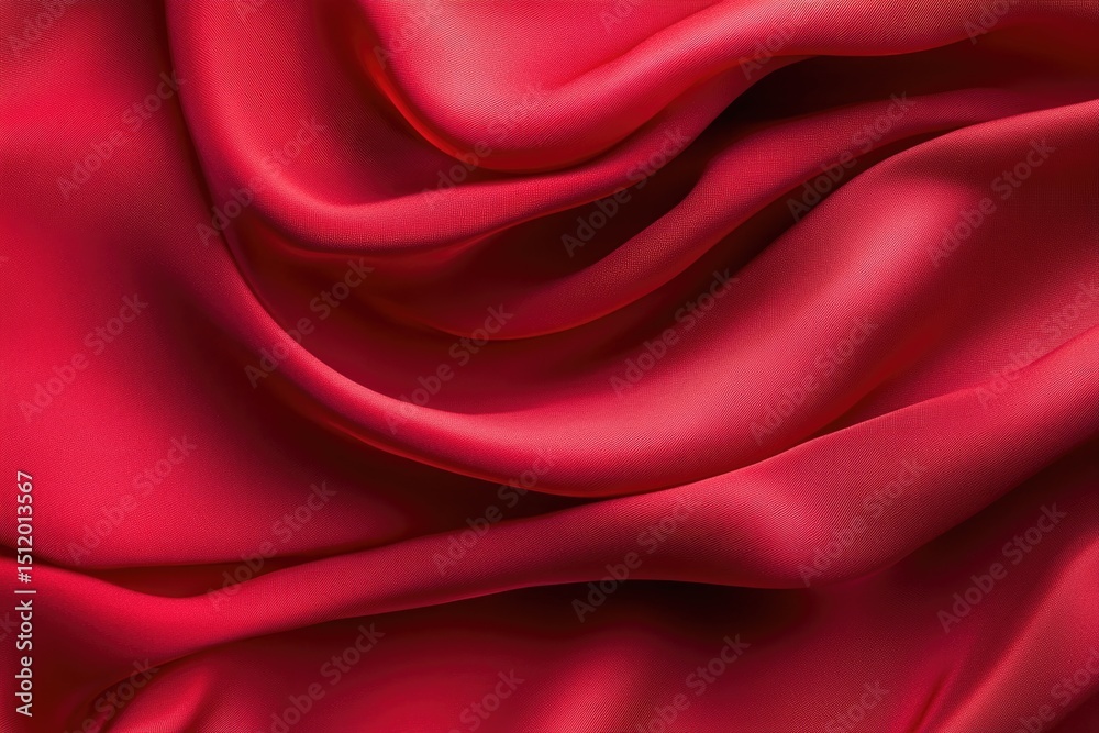 Obraz premium Vibrant red fabric waves with flowing texture and light reflections