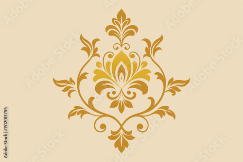 Elegant classical floral brocade design with gold accents
