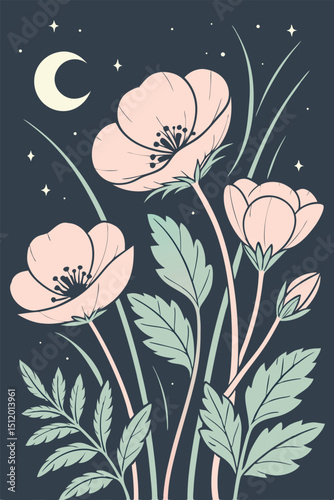 Muted moody floral blooms in vintage color palette