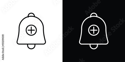 Cowbell circle plus icon. Simple element illustration. outline and flat symbol design
