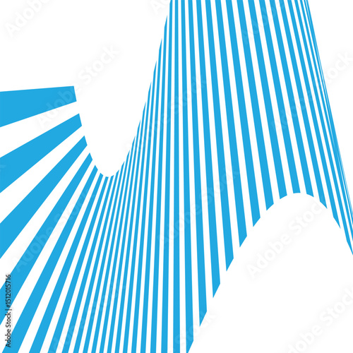 abstract blue colour vertical arc flag line pattern with white colour background.