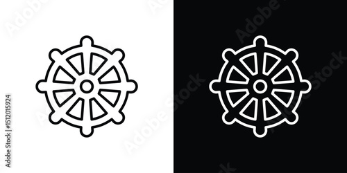 Dharmachakra icon. Simple element illustration. outline and flat symbol design