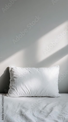 White soft pillow on bed with light and shadow,vertical video
