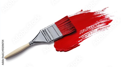 Red Paint Brush Stroke on White Background
