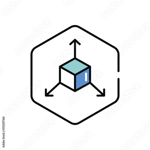 Three Dimensional Object vector icon stock illustration