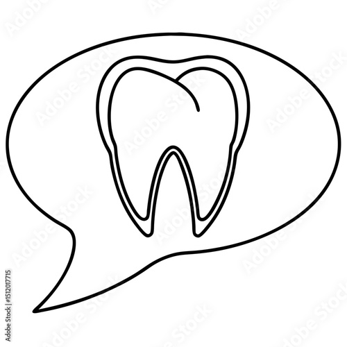 Tooth in speech bubble, for dental care communication