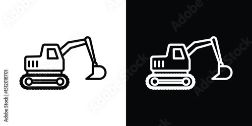Excavator icon. Simple element illustration. outline and flat symbol design