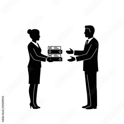 Office Work Silhouette: Secretary, Copy Machine, Productivity