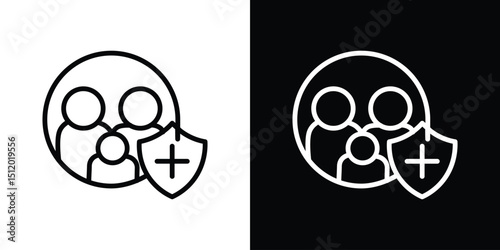 Family insurance icon. Simple element illustration. outline and flat symbol design