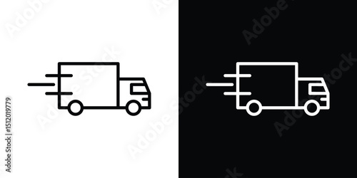Fast shipping delivery truck icon. Simple element illustration. outline and flat symbol design