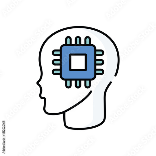 Brain Processor vector icon stock illustration