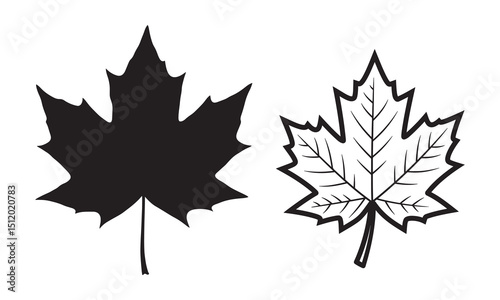 Canadian Maple Leaf Black Vector Icon 
