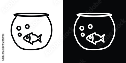 Fish bowl icon. Simple element illustration. outline and flat symbol design