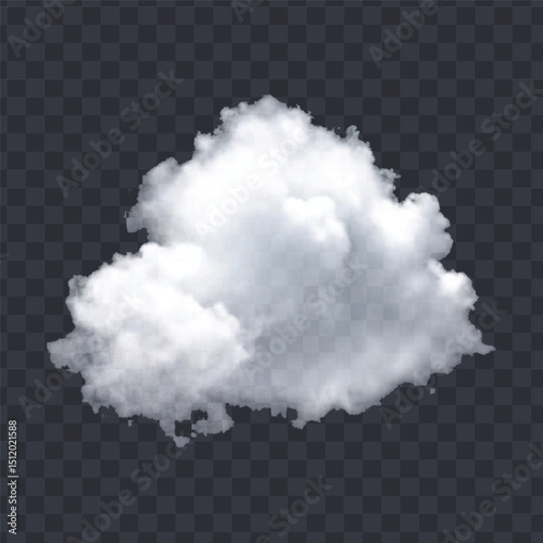 realistic  smooth white cloud in different style isolated on transparent background
