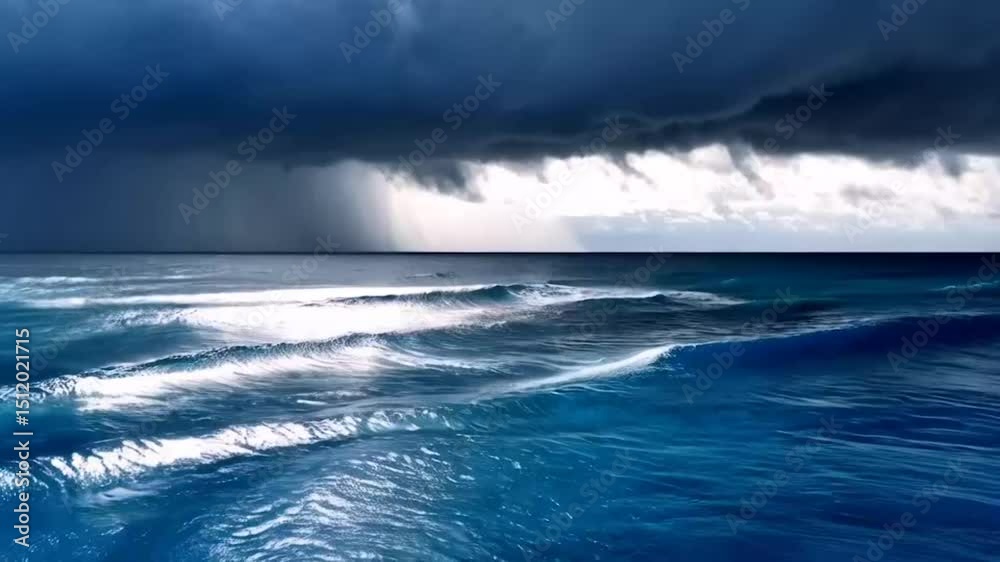 Pure blue ocean water waves in slow motion, light reflections shimmering, powerful sea storm with dynamic wave movement.
Pure blue ocean water waves in slow motion, light reflections shimmering, powerful sea storm with dynamic wave movement.