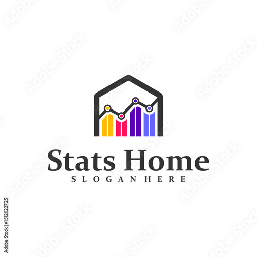 Home Stats logo design concept vector. Stats House Logo Design Template. Creative Symbol. Icon