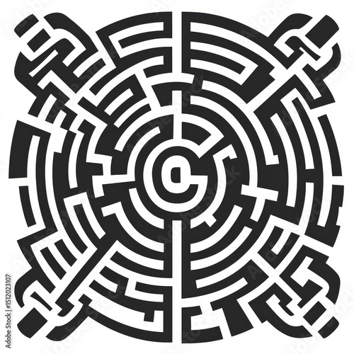 Intricate circular maze design
