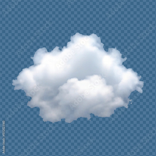 realistic  smooth white cloud in different style isolated on transparent background