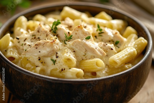 Creamy pasta with chicken photo