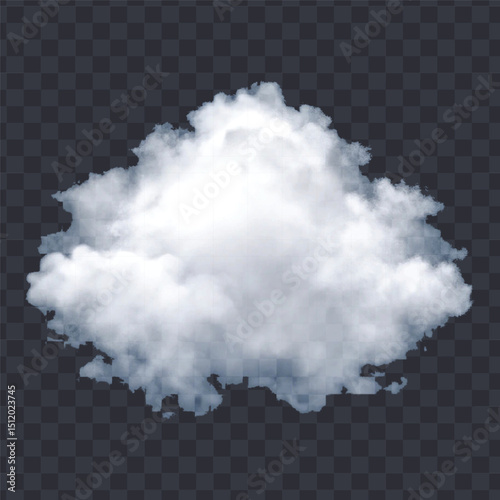 realistic  smooth white cloud in different style isolated on transparent background
