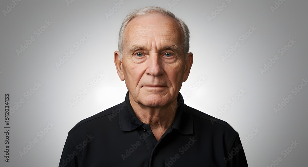Obraz premium Senior Man Portrait with Black Polo Shirt