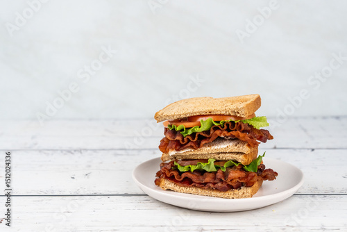 BLT sandwich on toasted wheat bread 