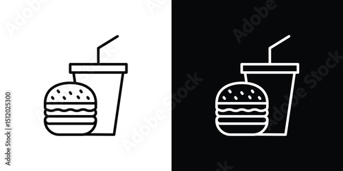 Hamburger and soft drink cup icon. Simple element illustration. outline and flat symbol design