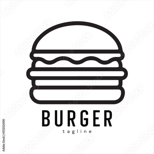 A burger logo design icon flat and silhouette style vector minimal art illustration on a white background
