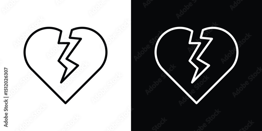 Heart Crack icon. Simple element illustration. outline and flat symbol design Heart Crack icon. Simple element illustration. outline and flat symbol design