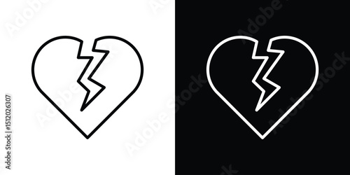 Heart Crack icon. Simple element illustration. outline and flat symbol design
