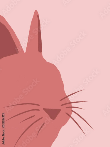 Pink Bunny_ Decor Vector Illustration for a nursery room_Decoration for children's room_Animal decor on soft colors