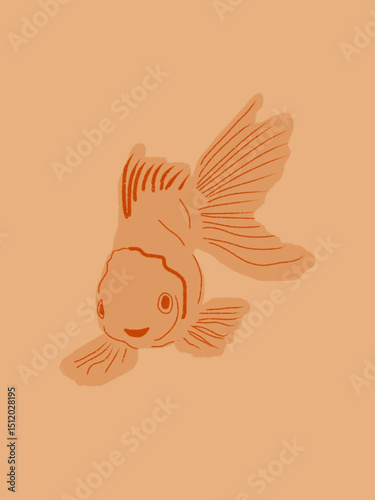 Golden fish_ Decor Vector Illustration for a nursery room_Decoration for children's room_Animal decor on soft colors
