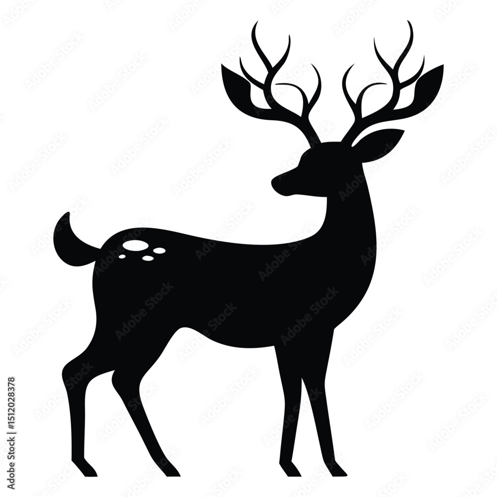 Fototapeta premium Black Deer Silhouette Vector Illustration