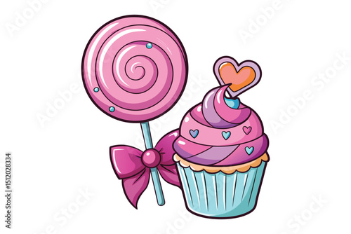  cute cupcake illustration  Vector