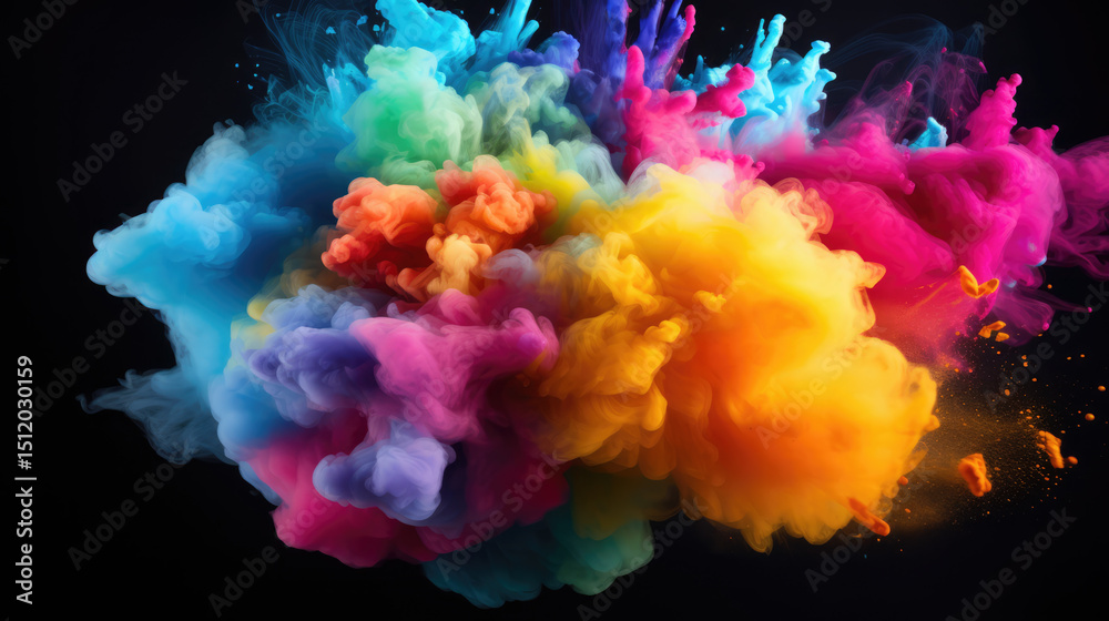 Fototapeta premium Sand Explosion with Vibrant Rainbow Hues, Sharp and Clear Details