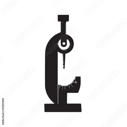 Vector sketch illustration of a micrometer, a precision measuring instrument commonly used in scientific research and engineering isolated on white background.