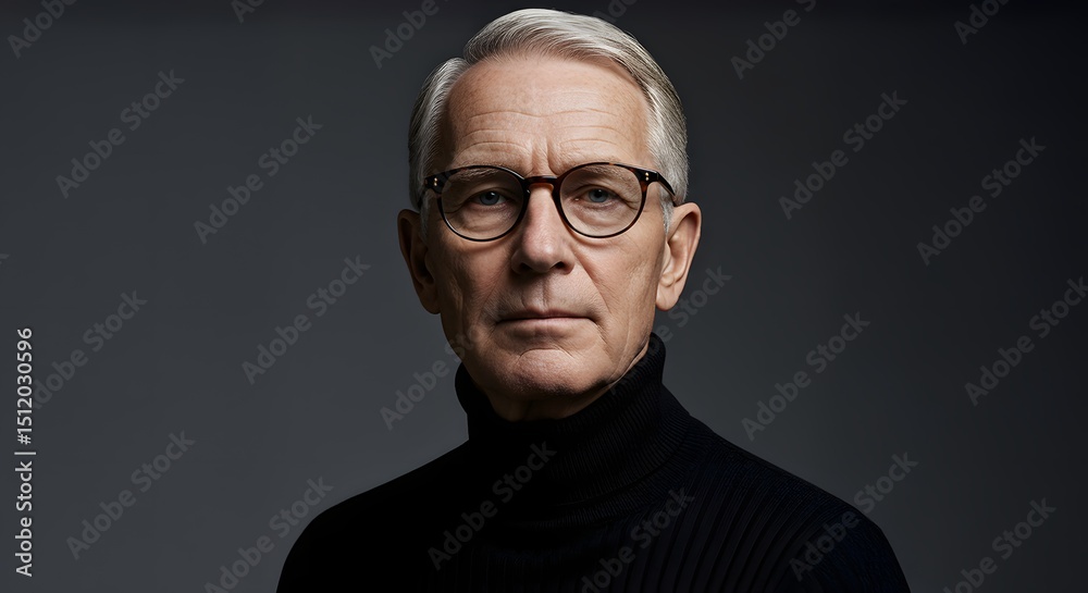 Obraz premium Older Man with Glasses and Turtleneck