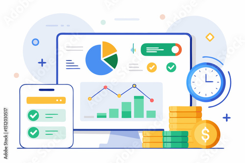percentage symbols represent credit score growth, mortgage rates, and fintech solutions. Ideal for topics related to personal finance, debt management, home loans, and financial technology.