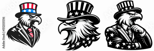 Eagle. 4th of July Independence Day American Flag Patriotism Usa America Clipart Vector Illustration. Avian predator majestic bird prey symbol liberty high soaring hunter.