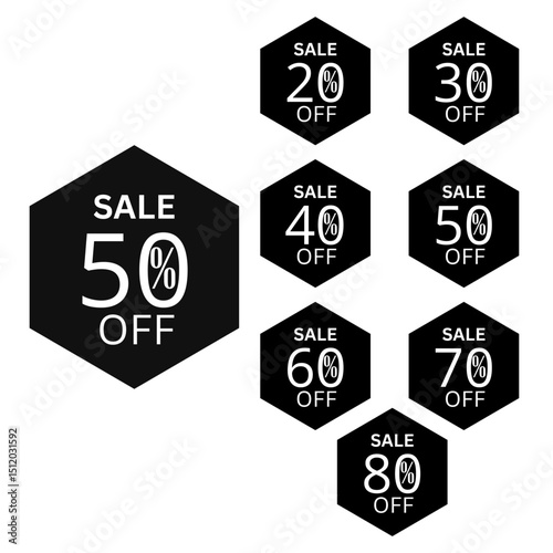 Percent Discount Tag Collection – Up to 50% Off Labels & Promotional Stickers